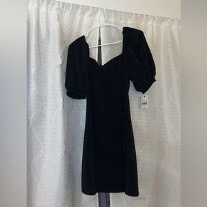 Medium Ophelia Roe Sparkly Black Puffed Sleeve Mini Dress